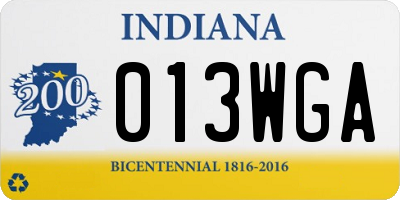 IN license plate 013WGA