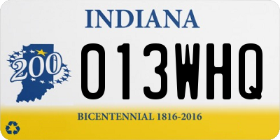 IN license plate 013WHQ