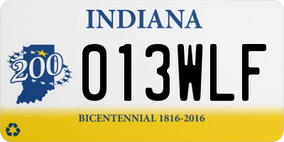 IN license plate 013WLF