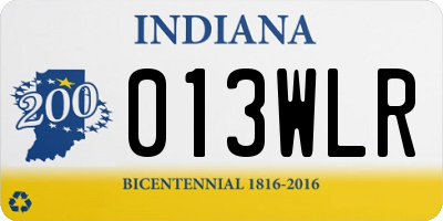 IN license plate 013WLR