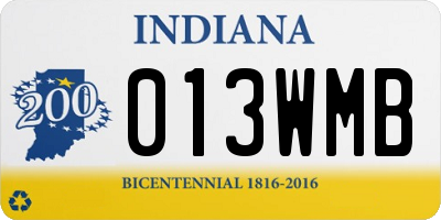 IN license plate 013WMB