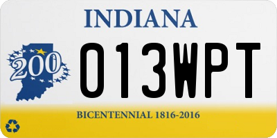 IN license plate 013WPT