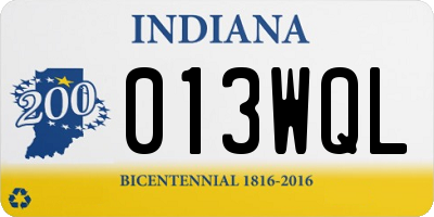 IN license plate 013WQL