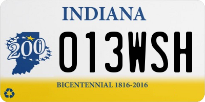 IN license plate 013WSH
