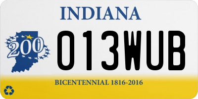 IN license plate 013WUB