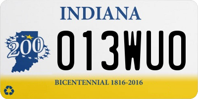 IN license plate 013WUO
