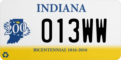 IN license plate 013WW