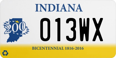 IN license plate 013WX