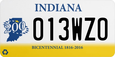 IN license plate 013WZO