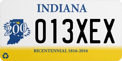 IN license plate 013XEX