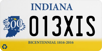 IN license plate 013XIS