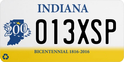 IN license plate 013XSP