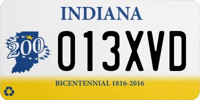 IN license plate 013XVD