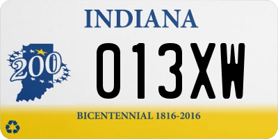 IN license plate 013XW