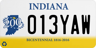 IN license plate 013YAW