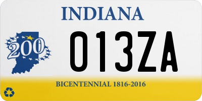 IN license plate 013ZA