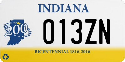 IN license plate 013ZN