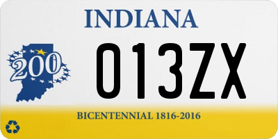 IN license plate 013ZX