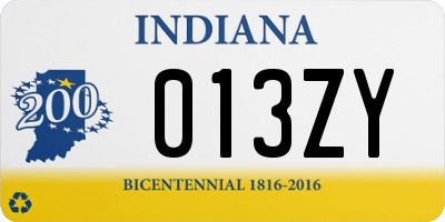 IN license plate 013ZY