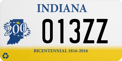 IN license plate 013ZZ