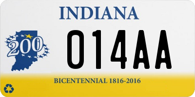 IN license plate 014AA