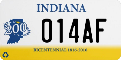 IN license plate 014AF