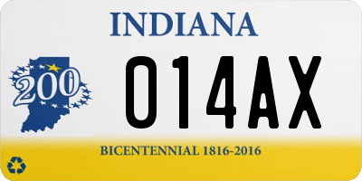 IN license plate 014AX