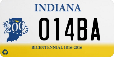 IN license plate 014BA