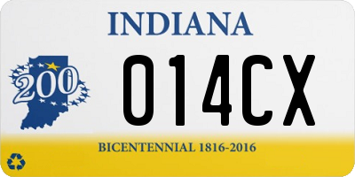 IN license plate 014CX