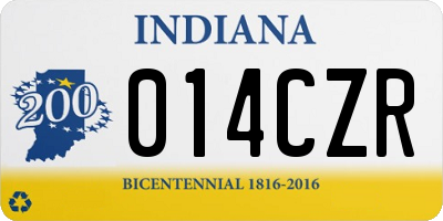 IN license plate 014CZR