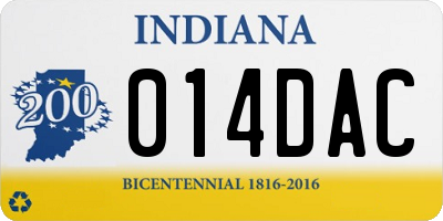 IN license plate 014DAC