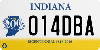 IN license plate 014DBA