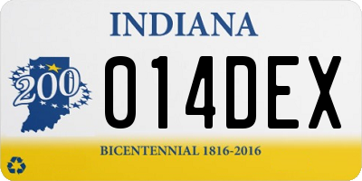IN license plate 014DEX