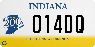 IN license plate 014DQ