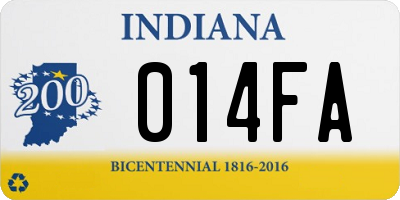 IN license plate 014FA