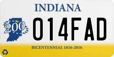 IN license plate 014FAD
