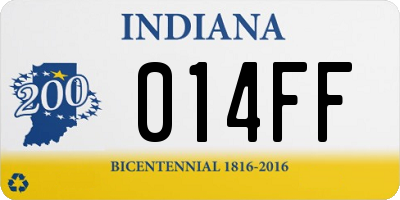 IN license plate 014FF