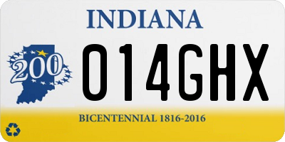 IN license plate 014GHX