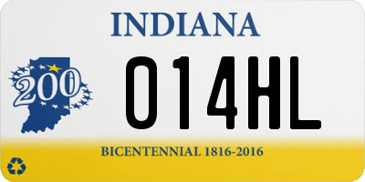 IN license plate 014HL