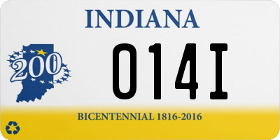 IN license plate 014I