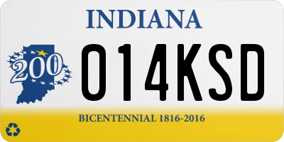 IN license plate 014KSD