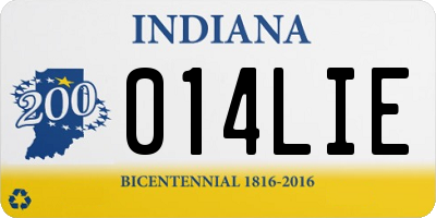 IN license plate 014LIE