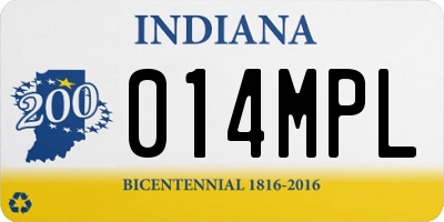 IN license plate 014MPL