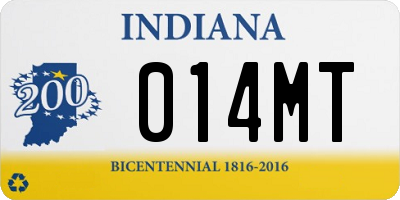 IN license plate 014MT