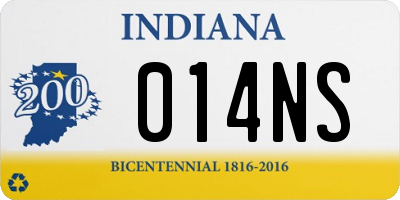 IN license plate 014NS