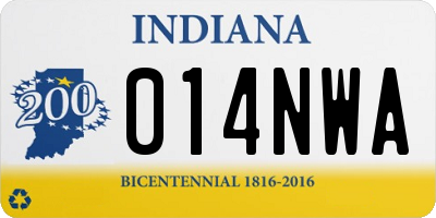 IN license plate 014NWA