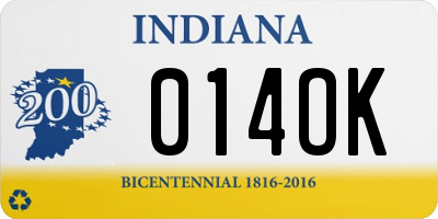 IN license plate 014OK