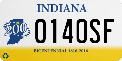 IN license plate 014OSF