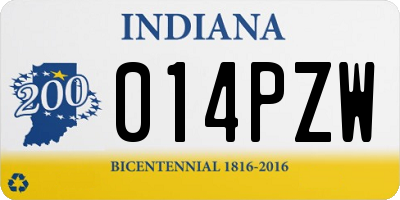 IN license plate 014PZW