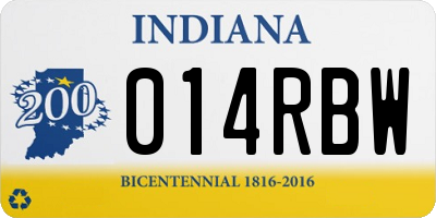 IN license plate 014RBW